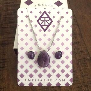 Amelia Rue - Amethyst Necklace & Earring Set - BRAND NEW